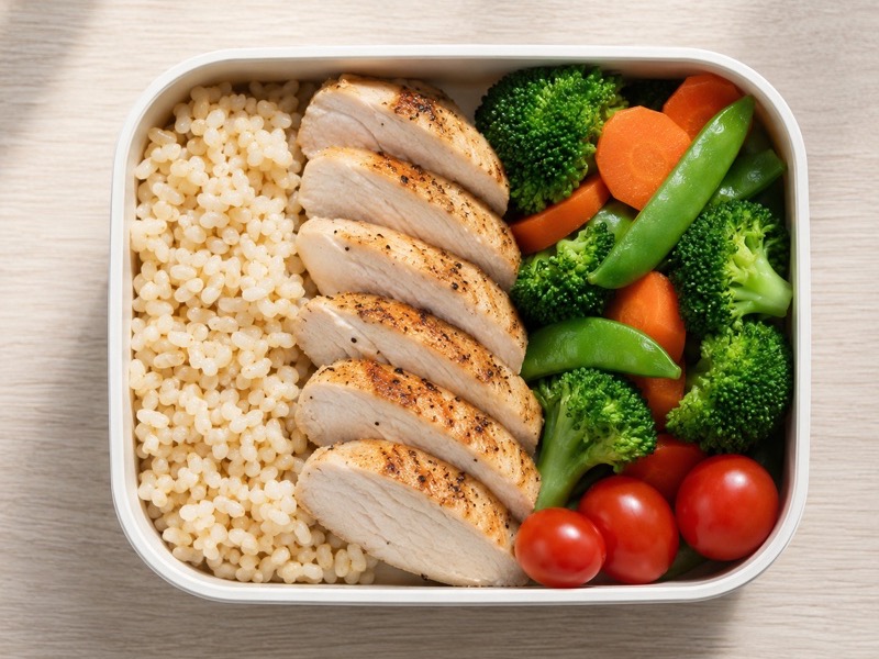 鶏胸肉と季節野菜の弁当のサンプル画像